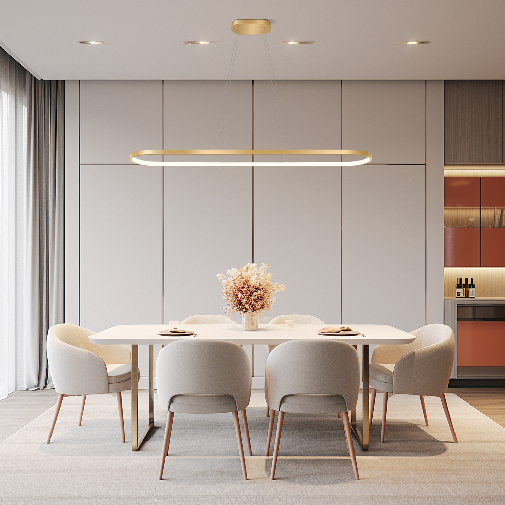 Modern Gold Oval Pendant Light Dining Room